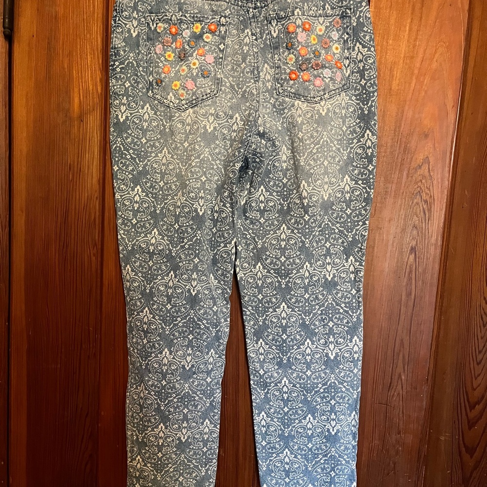 Women's Blue Patterned Jeans